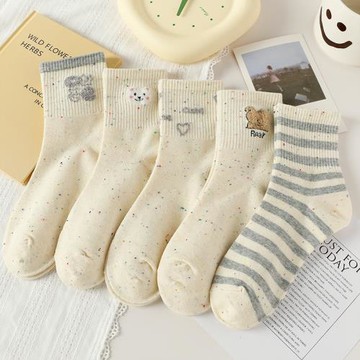 點子紗襪子女中筒襪ins春秋棉襪卡通可愛日系運動長襪秋冬百搭