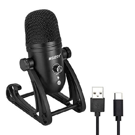 MSIZOY USB Condenser Microphone with Adjustable Stand,Headphone Output and Volume Control Mic for Streaming,Podcasting,Vocal,Recording Plug ＆ Play Co