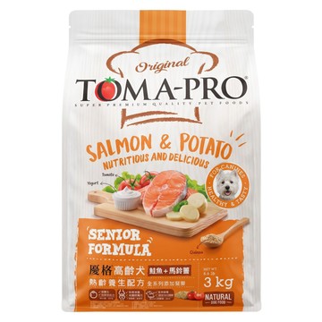 TOMA-PRO 優格 高齡犬 熟齡養生配方 乾飼料  鮭魚 + 馬鈴薯  3kg  1袋