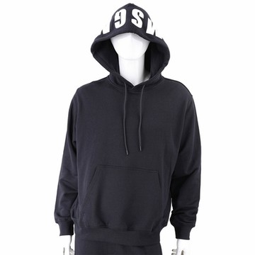MSGM 字母印花連帽黑色棉質長袖運動衫 大學T(男款)