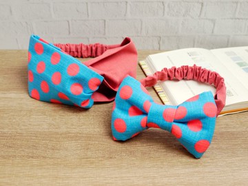 母女髮帶(可做彌月禮盒)│媽媽髮帶+寶寶髮帶:::波卡圓點女孩