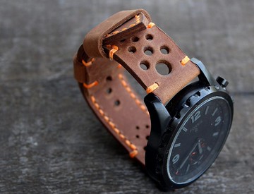 真皮錶帶男士皮革錶帶穿孔錶帶