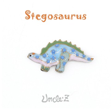恐龍-劍龍B-的七寶燒胸針