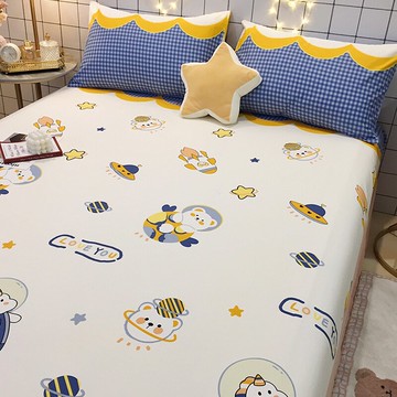 夏季全棉兒童卡通床笠單件純棉床罩床單防塵罩床墊保護枕套三件套