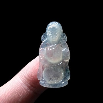 冰種翡翠精雕財神爺 | 天然緬甸玉A貨翡翠 | 送禮