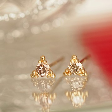 18K金棕色鑽石三棱耳環 18K Gold Brown Diamond Trine Earrings