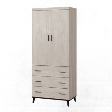 文創集 凱曼拉2.7尺二門三抽衣櫃-80x59x200cm免組