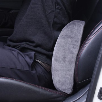 【Car7 柒車市集】4D椅靠墊 汽車記憶棉椅靠墊 水晶絨毛護腰靠枕墊 - 灰色