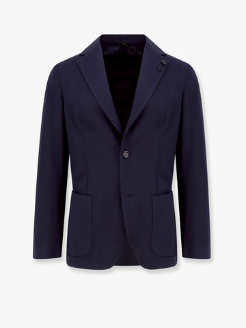 Cotton blazer with iconic brooch - LARDINI - gender_Man