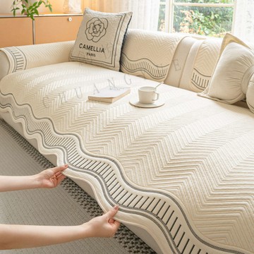 新款 異形 雪尼爾沙發墊  直排式固定防滑沙發套罩 四季通用沙發坐墊蓋布 靠背巾