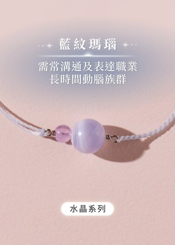 祈願｜藍紋瑪瑙．水晶純銀手鍊｜沉著、安定