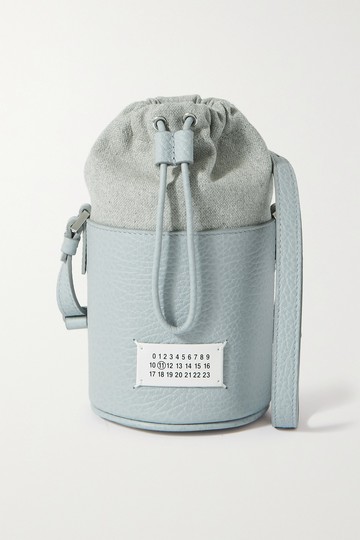 Maison Margiela - 5ac Mini Canvas-trimmed Textured-leather Bucket Bag - Light blue - one size