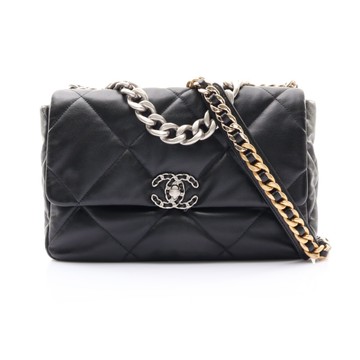 CHANEL 香奈兒 黑色羊皮 19 口蓋 兩用包 【二手名牌BRAND OFF】
