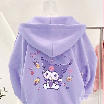 【臺灣-出貨】女童可愛庫洛米三麗鷗IP連帽拉鏈衛衣學生大童保暖外套百搭潮
