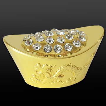 【吉祥開運坊】聚寶盆系列【黃金萬兩 銅合金滿鑽元寶大型 滿鑽=滿賺 適聚寶盆 櫃台 財位 辦公桌】開光 擇日