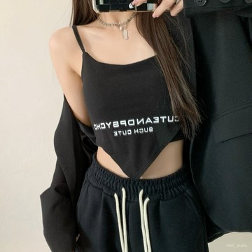 P3-【限時特賣】背心女 吊帶背心 女生背心 辣妹背心 小可愛 辣妹吊帶背心女帶胸墊抹胸內衣純慾風內搭外穿短款露臍學生上