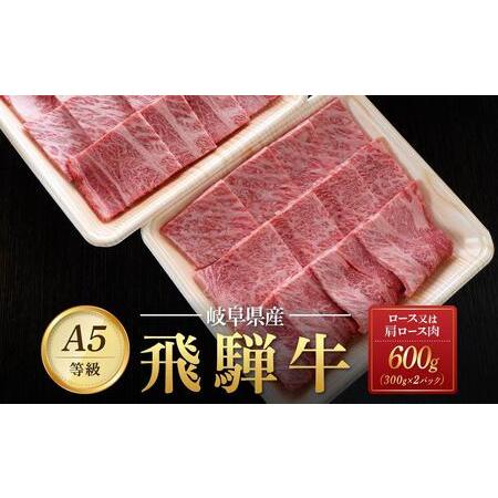 ふるさと納税 飛騨牛Ａ5 焼肉用 600g（300g×2パック）ロース 又は 肩ロース 肉 ｜国産 肉 牛肉 焼肉 和牛 黒毛和牛 グルメ A5等級 おすすめ.. 岐阜県大野町