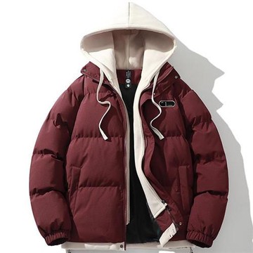 【巴黎精品】現貨+預購 抗寒防風羽絨棉外套加絨夾克秋冬上衣大碼-拼色假兩件連帽棉衣男外套8色a1ly58