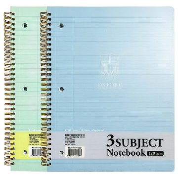 OXFORD 3孔可撕式線圈Letter尺寸左翻筆記本 120張 2入組  顏色隨機  1組