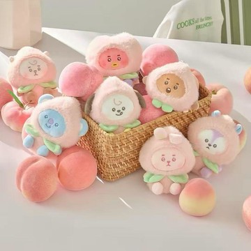 ⭐韓國代購正版⭐韓國BTS防彈少年團BT21桃子系列毛絨玩偶包掛件毛絨鑰匙扣必入熱銷