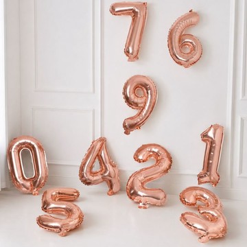 32寸 玫瑰金生日數字氣球 ins熱銷 生日數字氣球 數字氣球 生日數字氣球 顏色數字氣球 玫瑰金氣球 玫瑰金