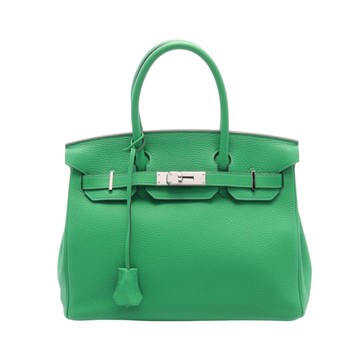 【二手名牌BRAND OFF】HERMES 愛馬仕 竹子綠 焦糖棕 Togo皮革 Birkin30 Verso 柏金包 手提包 Y刻