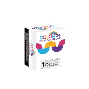 Color24 for Brother TZ-141/TZe-141 透明底黑字相容標籤帶(寬度18mm)