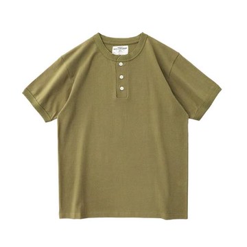 阿美咔嘰240G重磅亨利領打底衫美式復古硬漢純色純棉短袖t恤男夏