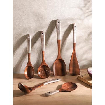 舍里木鏟子不粘鍋專用耐高溫炒菜鍋鏟家用木質炒勺木湯勺廚具套裝