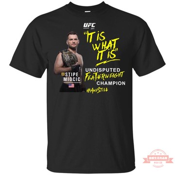 新款 運動T恤男 Stipe Miocic T卹Ufc 241冠軍摔跤拳擊男子 男士純棉T恤