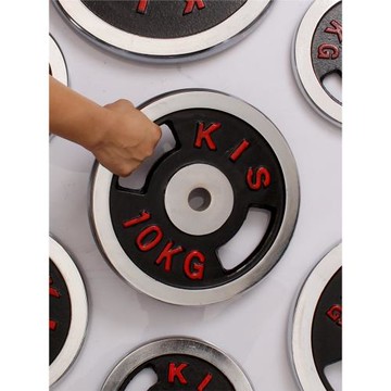 手抓片黑底紅字小孔杠鈴片5kg7.5 10 15 20公斤啞鈴片電鍍盤配重