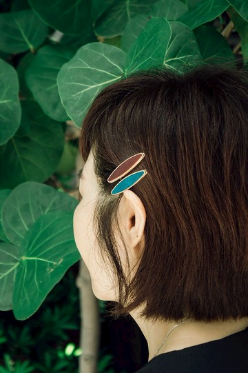 #職人手縫 皮革髮飾-細葉 瘋馬皮 二入 / W3-016 / 成品