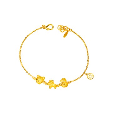 Jove gold JoveGold 幸運小物三合黃金手鍊-虎馬狗