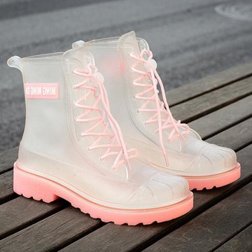 透明雨鞋女時尚外穿中筒防水鞋防滑耐磨膠鞋加絨保暖雨靴成人套鞋