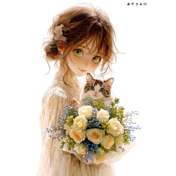 【4 月新作 3】07-120-0207 人物貼紙 春日女孩與動物