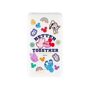 【正版授權】Disney經典-米奇家族款亂花貼紙雙線快充10000mAh行動電源