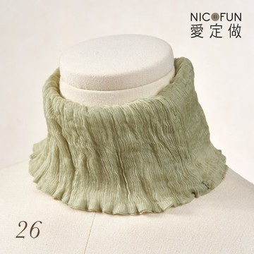 【森林海洋系】俏麗17 柳葉絲⼩摺圍脖 百搭圍脖 100%桑蠶絲 真絲 領巾 圍巾 圍脖 髮帶 皺褶 NicoFun