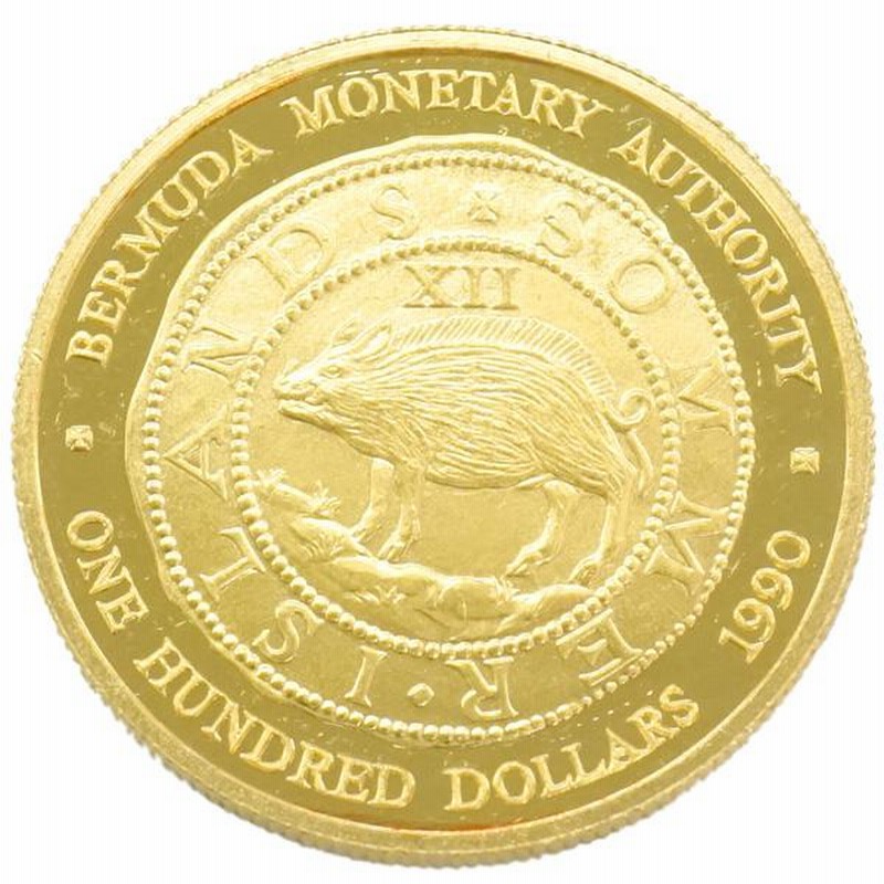 中古AB/使用感小 バミューダ金貨 イノシシ 純金 コイン 1oz 1