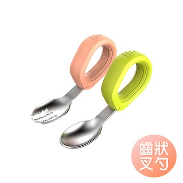 Hogo禾果 兒童餐具 304不鏽鋼圓柄叉勺餐具組  寶寶餐具 兒童學習湯匙-雪倫小舖