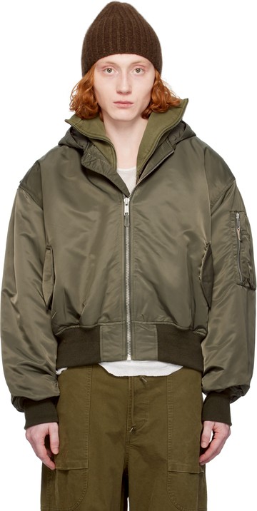 Entire Studios 卡其色 Hooded Broad 飞行员夹克