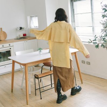 【Dailo】丹寧洗褪感繭型長裙 深紅 咖 深灰