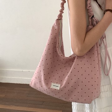 🔥新款🔥日係ins可愛春夏波點帆布包單肩女包學生手提斜挎包包大容量 帆布託特包 通懃包包女 簡約百搭 時尚手提包 T3G