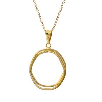 純銀項鍊 鍍18K金吊墜-氣質彎曲圓環獨特生日情人節禮物女飾品73cu192【獨家進口】【米蘭精品】