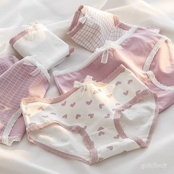 甜美少女內褲 純棉內褲 高質感嬰兒棉內褲 學生內褲 中腰舒適包臀三角褲 內褲女生 純色內褲 內褲