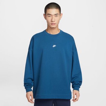NIKE 長袖上衣 男 大學T 寬鬆 毛圈布 AS M NK CLUB FT OS CREW 藍 IF0748-476