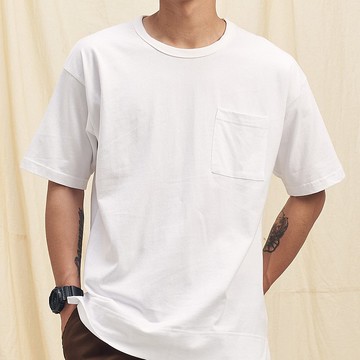 夏日寬版口袋T 中性T恤 /簡約款式/純棉材質/素T/情侶/禮物