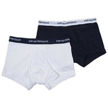 EMPORIO ARMANI 時尚彈力棉深藍白色平角內著混搭2件組(預購)