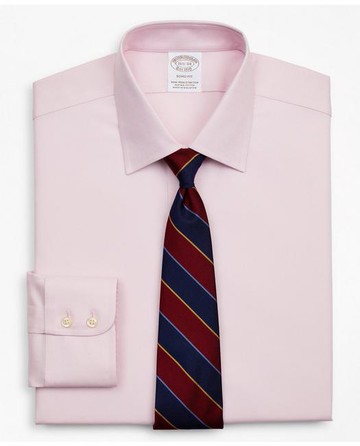 Brooks Brothers Men's Stretch Soho Extra-Slim-Fit Dress Shirt, Non-Iron Royal Oxford Ainsley Collar | Pink | Size 14½ 34