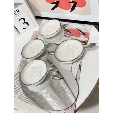 洋東窯陶瓷醬油碟醋碟家用味碟輕奢可愛卡通小碟子盤子白色日式62