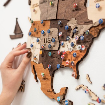 木製世界地圖牆壁藝術，送給媽媽的家居禮物，質樸的牆壁裝飾，3D 世界地圖